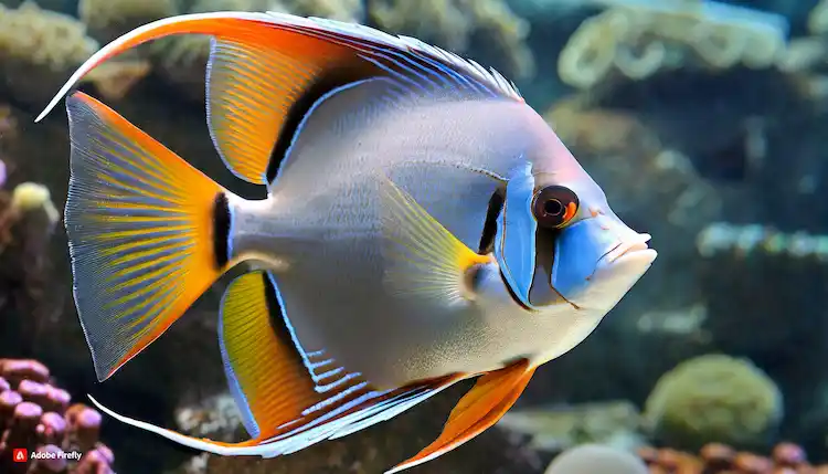 Close-up of a vibrant Platinum Angelfish showcasing its stunning platinum coloration