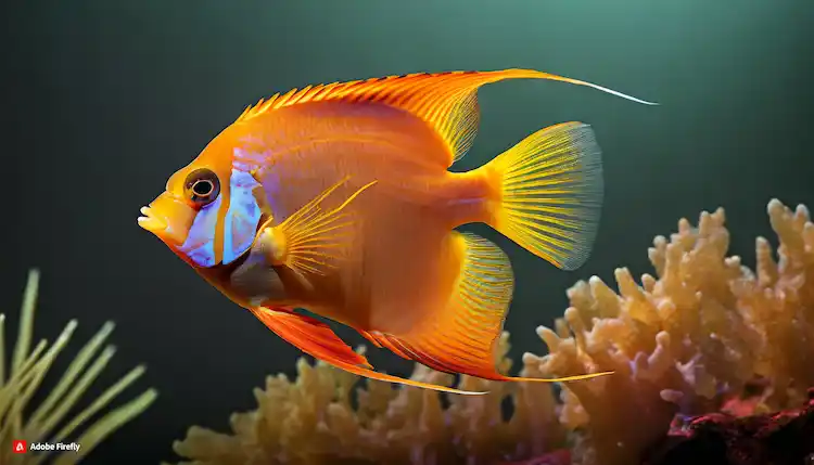 Vibrant Flame Angelfish showcasing vivid colors and unique features.