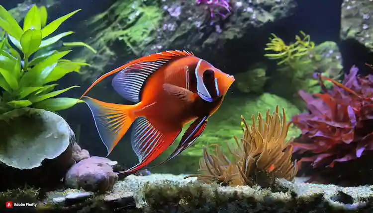 Flame Angelfish in Their Natural Coral Reef Habitat